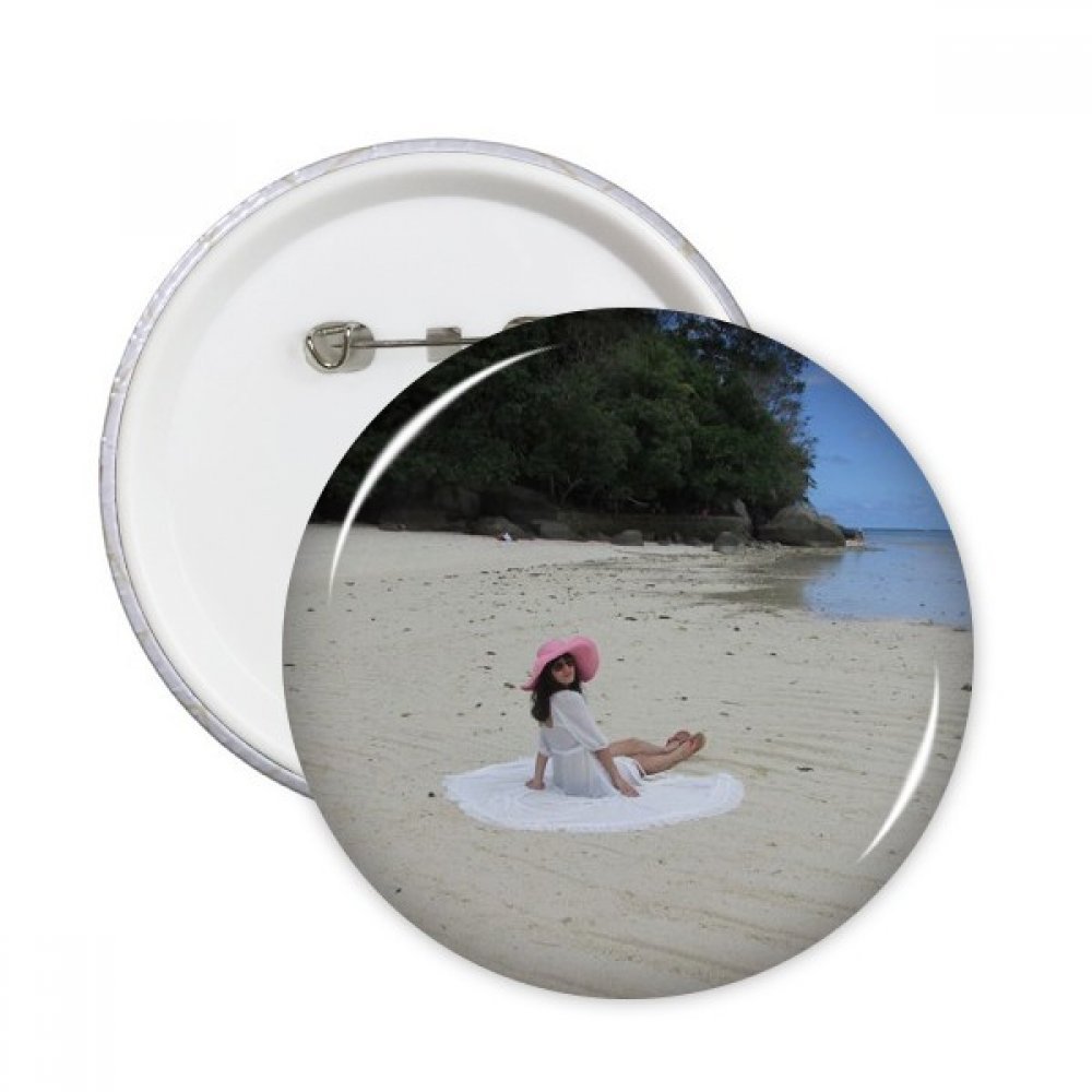 Pins badge rond fille plage corail DIYthinker M x5