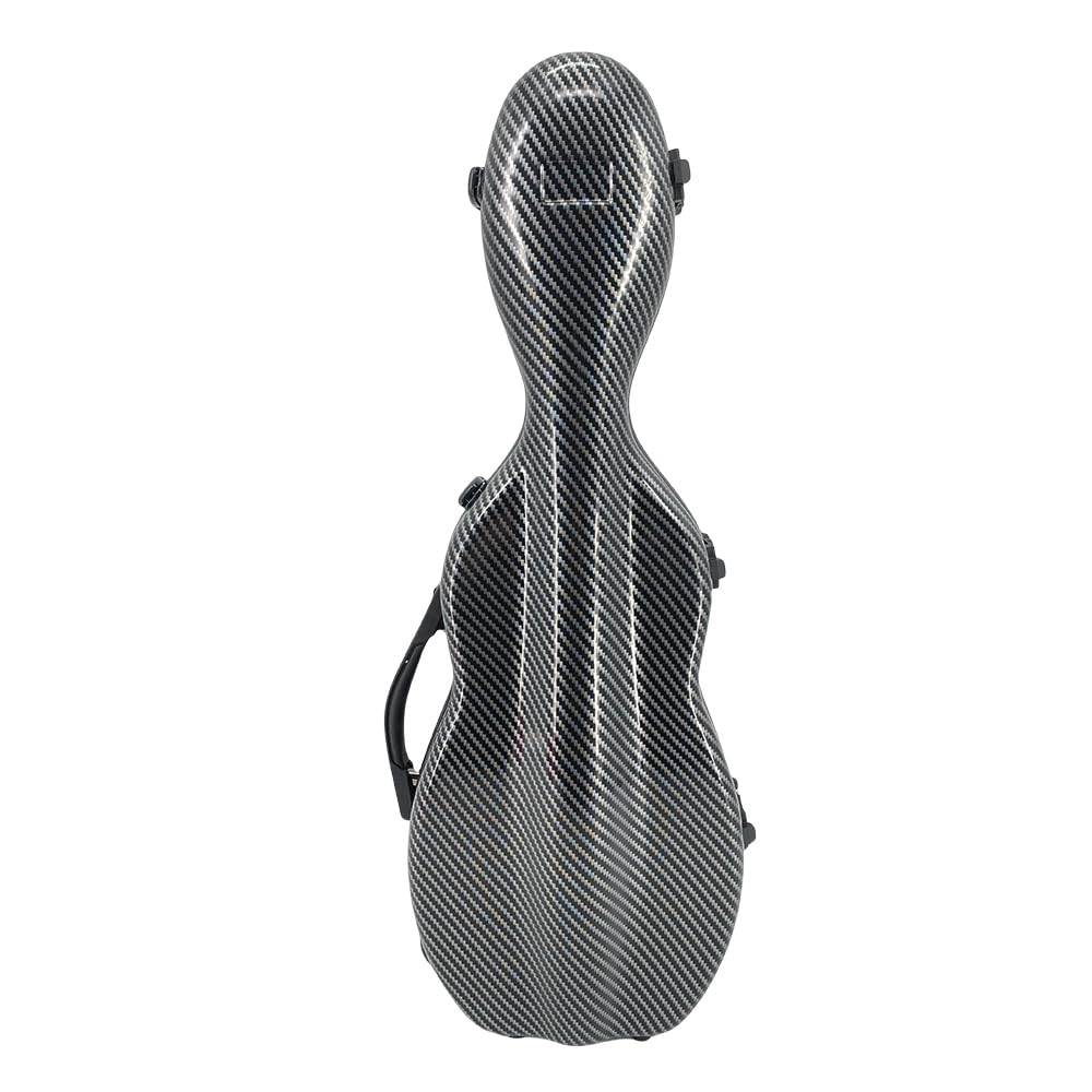 Custodia per violino 4/4, in fibra di carbonio, ultra leggera, custodia rigida da viaggio con supporto per archetto e igrometro, per musicisti professionisti (nero)
