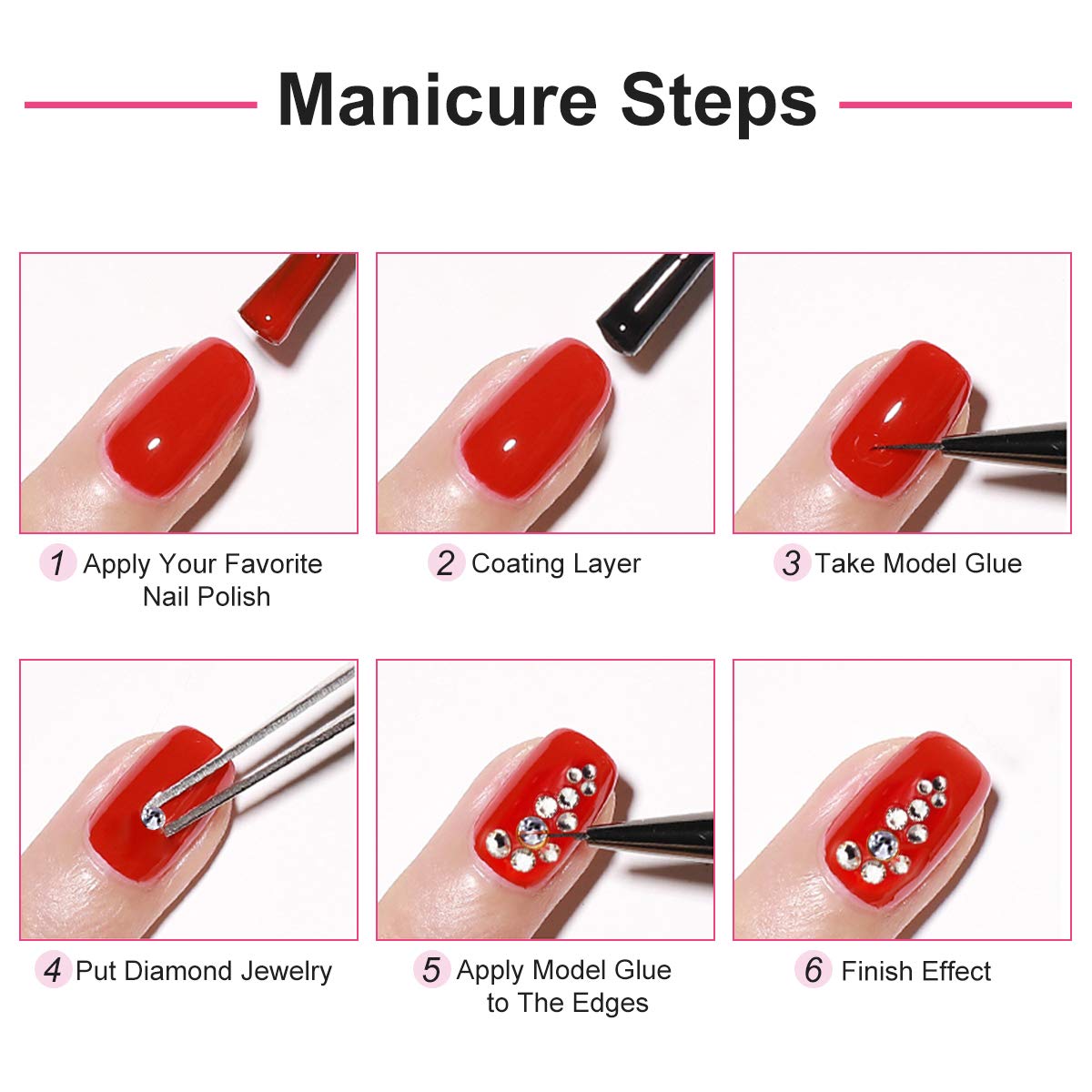 Crystals AB Nail Art Rhinestones Decorations Nail Stones for Nail Art Supplies and Clear Crystal Rhinestones with Pick Up Tweezer and Rhinestone Picker Dotting Pen : Beauty