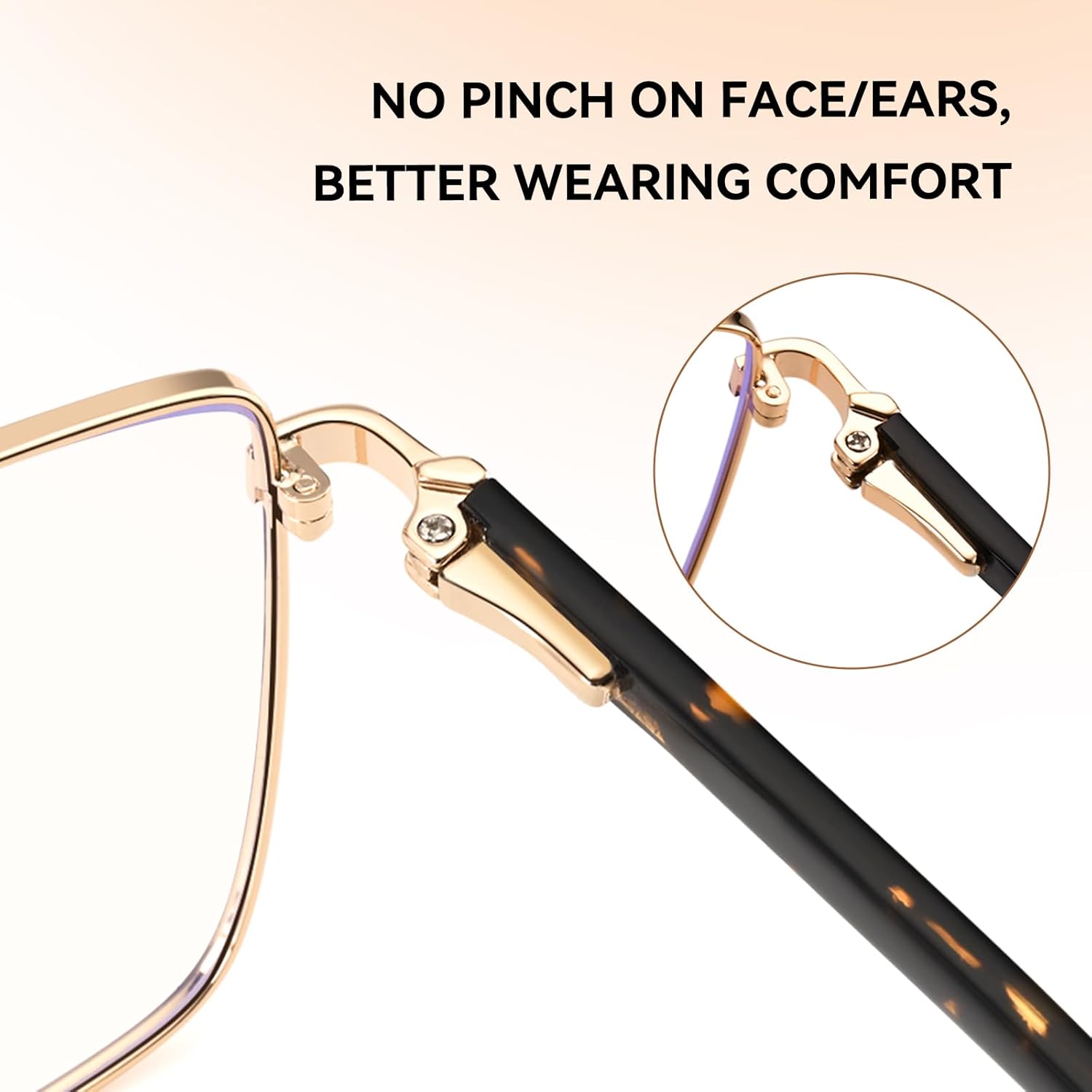 Dollger Blue Light Blocking Glasses for Women Trendy Oversized Computer Eyeglasses Cat Eye Metal Frame bluelight glasses Gold