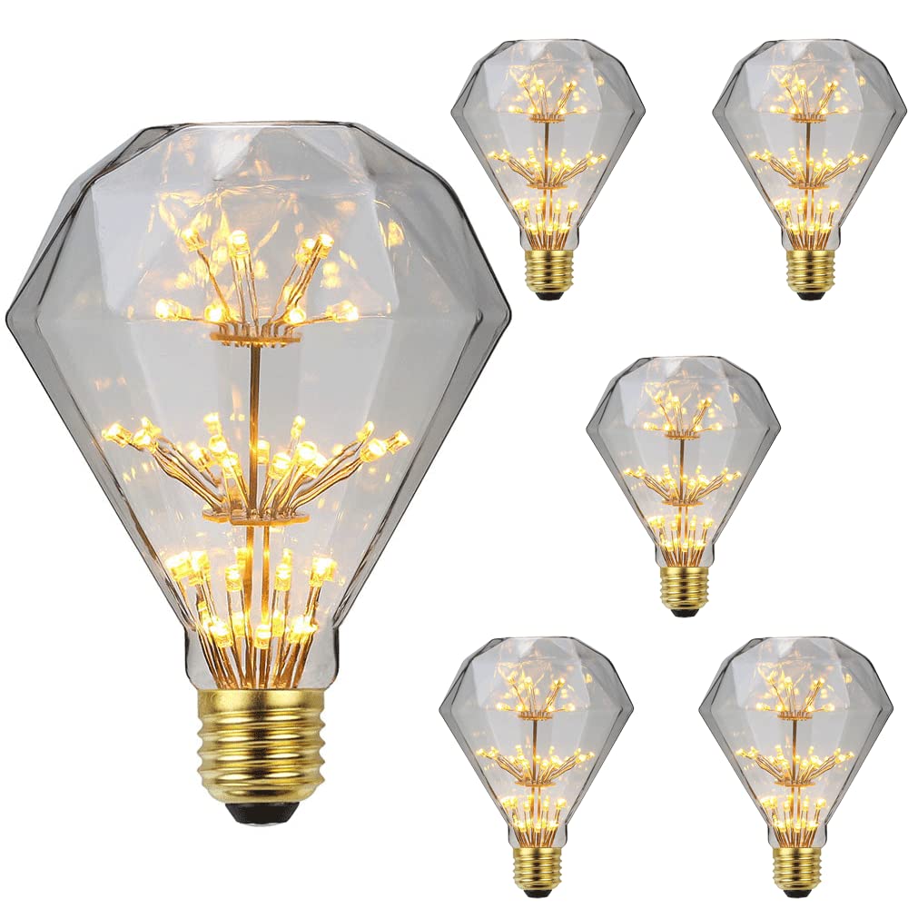 Paquete de 6 Bombillas LED de Repuesto - Bombillas Edison de Base Media E27 de 3 W, se Adapta a Luces Vintage comerciales de cafetería, Comedor, Dormitorio, Sala de Estar, luz cálida 2300 K