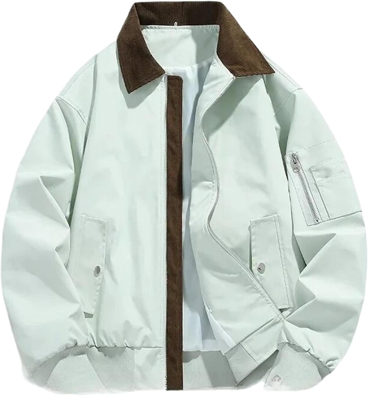 Men's Casual Jacket Spring Autumn Lapel Windproof Outerwear Loose Fit Coat