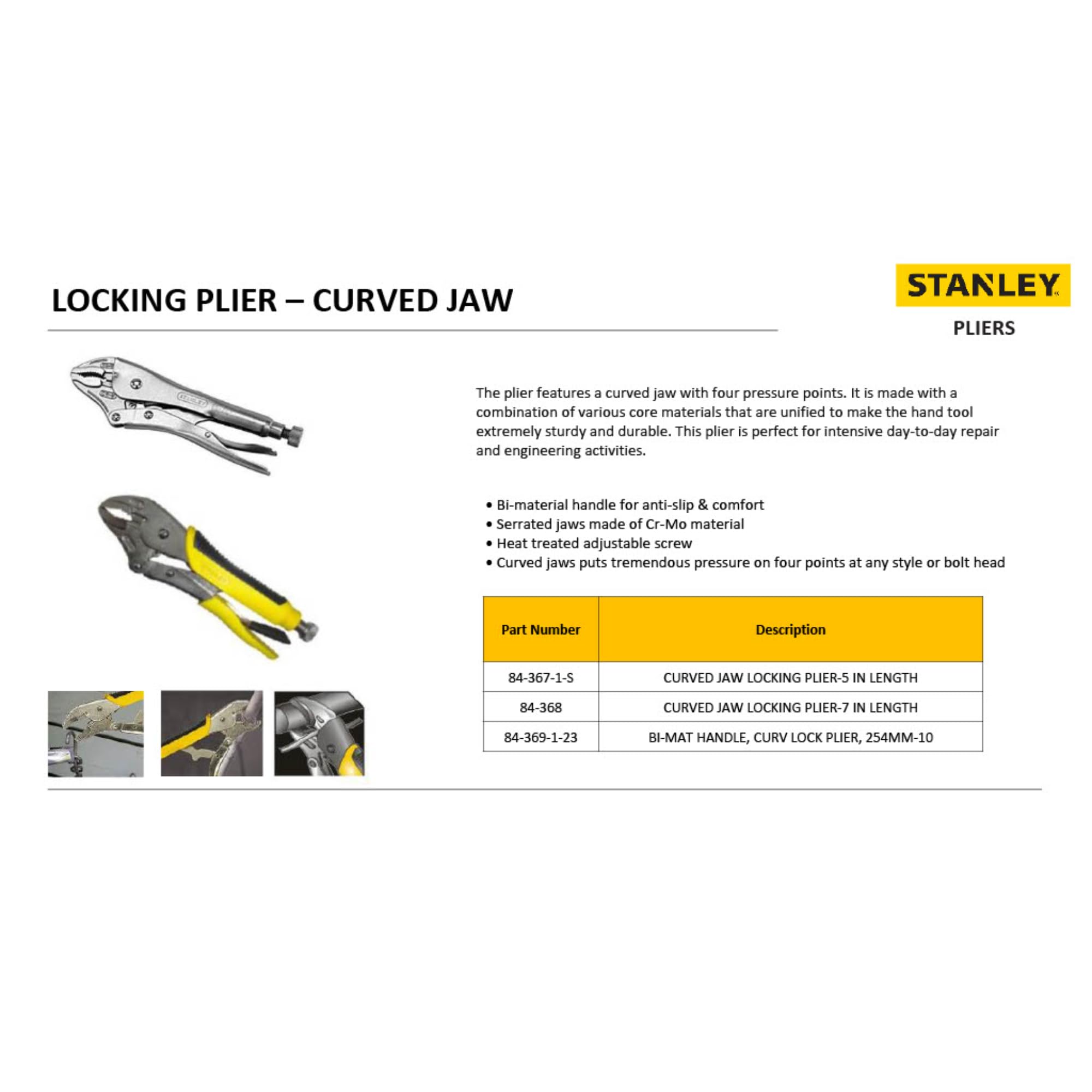 STANLEY 84-367-1-S Curved Jaw Locking Plier (5-inch) 3