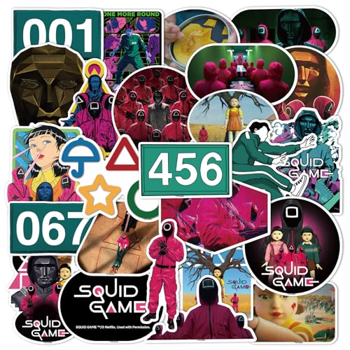 25-Piece Korean Survival Game Decal Collection - Guard Figures & Game Motifs - Premium Vinyl Waterproof Stickers, Multi-Use for Journals, Gear, Gifts(Officially Licensed)