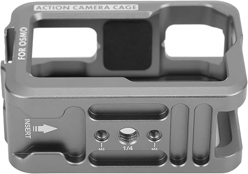 Protective Case for Osmo Action Camera, Housing Shell Case Protective Cage with 2 Cold Shoe Mount, SilverWhite.