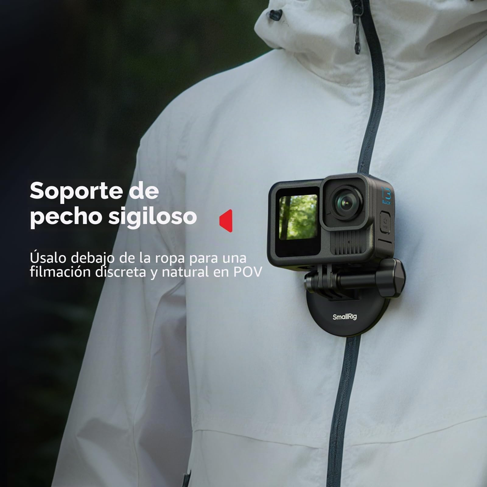 SMALLRIG Soporte magnético de cuello para cámara de acción, soporte de cuello con un solo clic, para GoPro 13/12/11/10/9, para DJI Osmo 360/Nano/Action 6/5 pro/4/3, Insta360 Ace Pro 2-5360