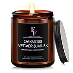 Oakmoss, Vetiver & Musk Scented Candles,Candles for Home Scented Aromatherapy Candles,Soy Wax Candle Gift for Women Men Amber Jar Candle, 7oz