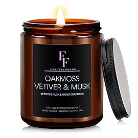 Oakmoss, Vetiver & Musk Scented Candles,Candles for Home Scented Aromatherapy Candles,Soy Wax Candle Gift for Women Men Amber Jar Candle, 7oz