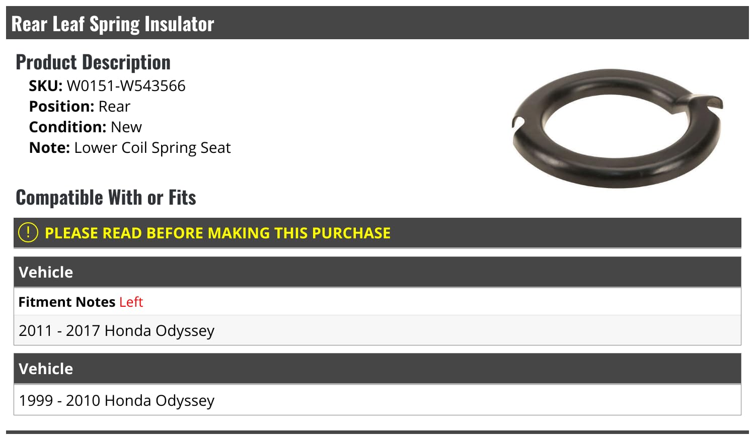 Genuineu00ae 52744-TK8-A00 - Rear Passenger Side Lower Coil
