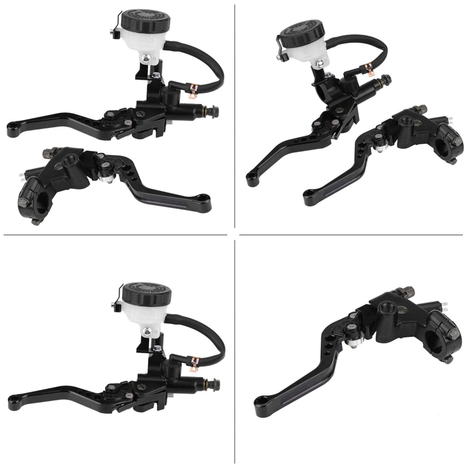 Leve della pompa freno, alluminio universale 7/8 "(22 mm) Set di leve del serbatoio della pompa freno della frizione per moto nere