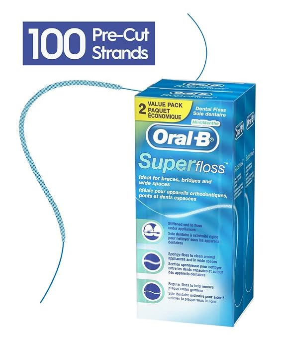 Oral-B Super Floss Pre-Cut Strands، Mint، 50 Count، Pack of 2