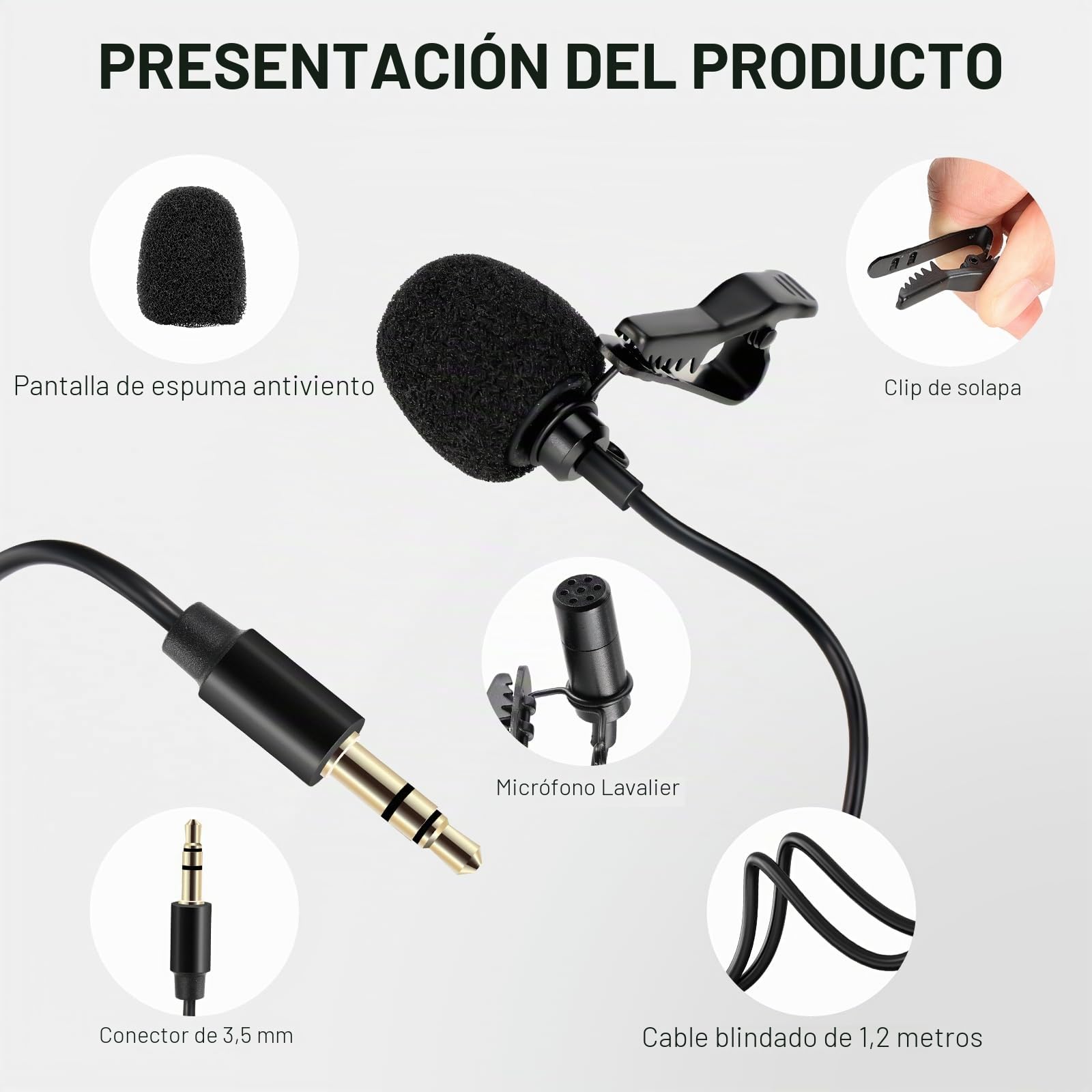 NEEWER Paquete de 2 Micrófonos Solapa Lavalier Compatibles con Micrófono Inalámbrico Rode Wireless GO II Wireless Pro DJI, Condensador Omnidireccional TRS 3,5mm con Clip On Lav Mic para YouTube, CM5