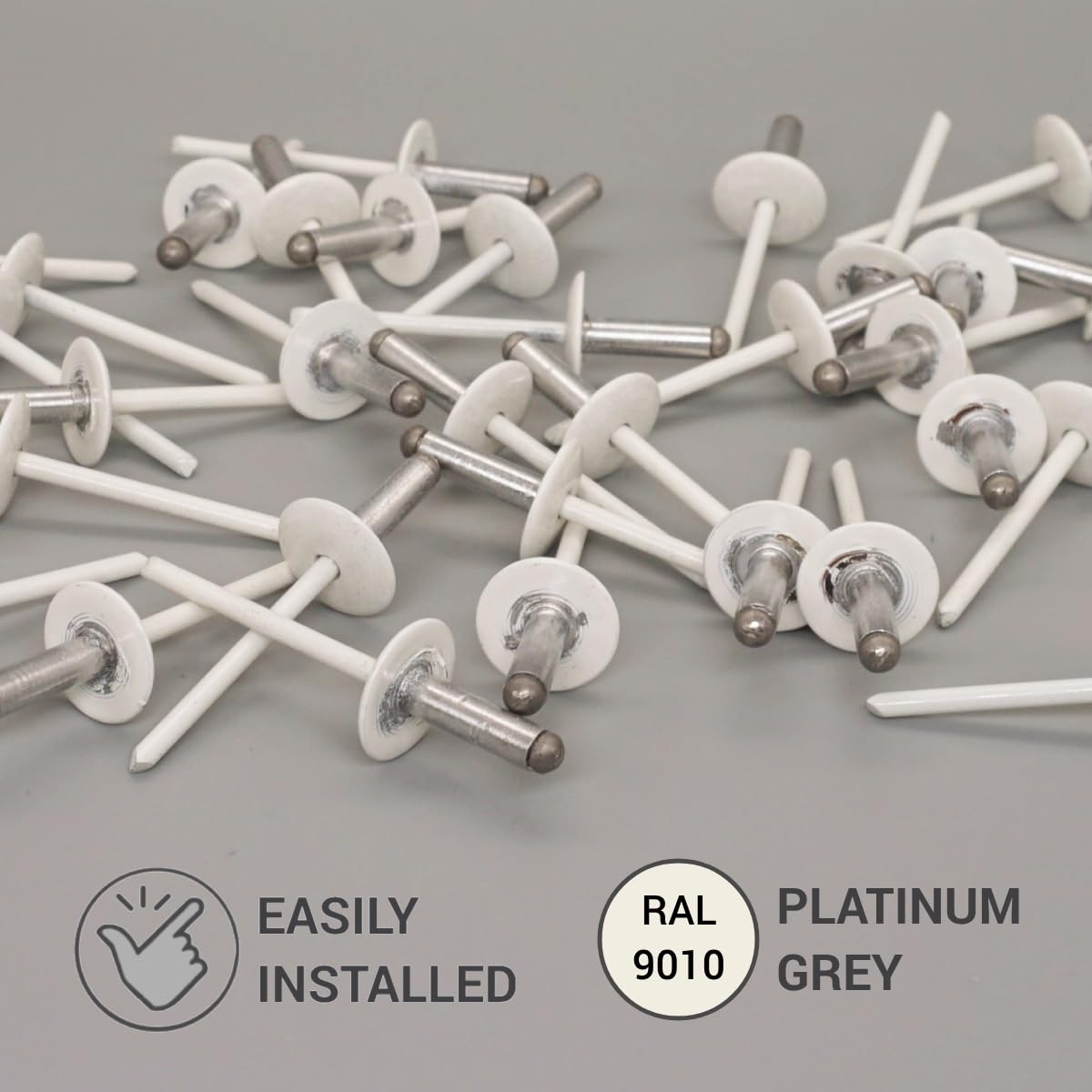 SKIR'CO (100 pcs) Lot de rivets aveugles en aluminium à grande bride 4,8 x 16 mm, mandrin en acier inoxydable, RAL 9010 Blanc pur