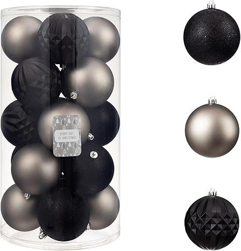 Every Day is Christmas 20 adornos navideños de plástico inastillables, bolas redondas de 3.6 pulgadas, multicolor, Navidad