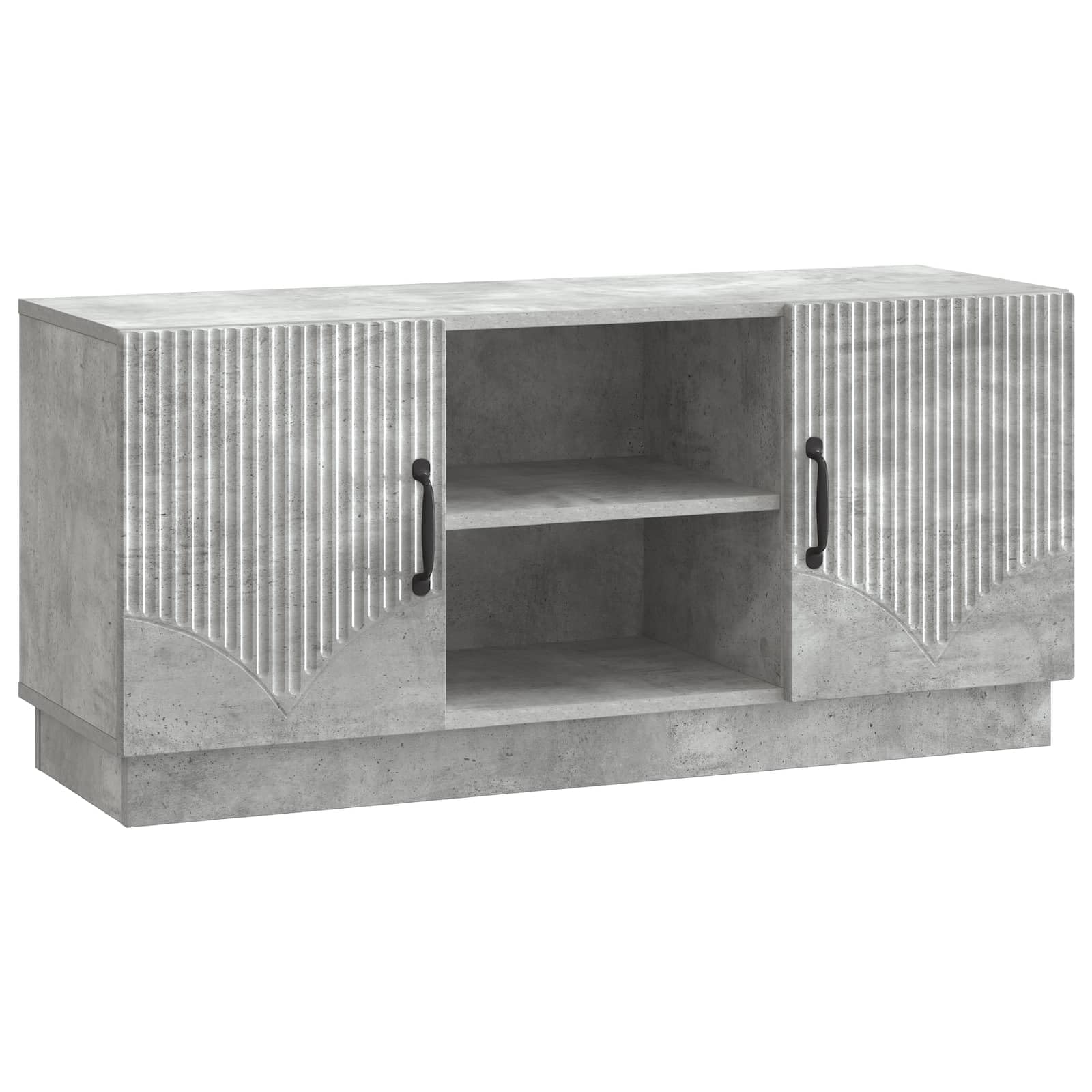 Meuble TV gris béton moderne pour home cinéma et rangement de salon branché