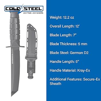 ●THE FAQULTEE Cold Steel Faca de lâmina fixa Tanto de couro 39LSFCT 17 cm