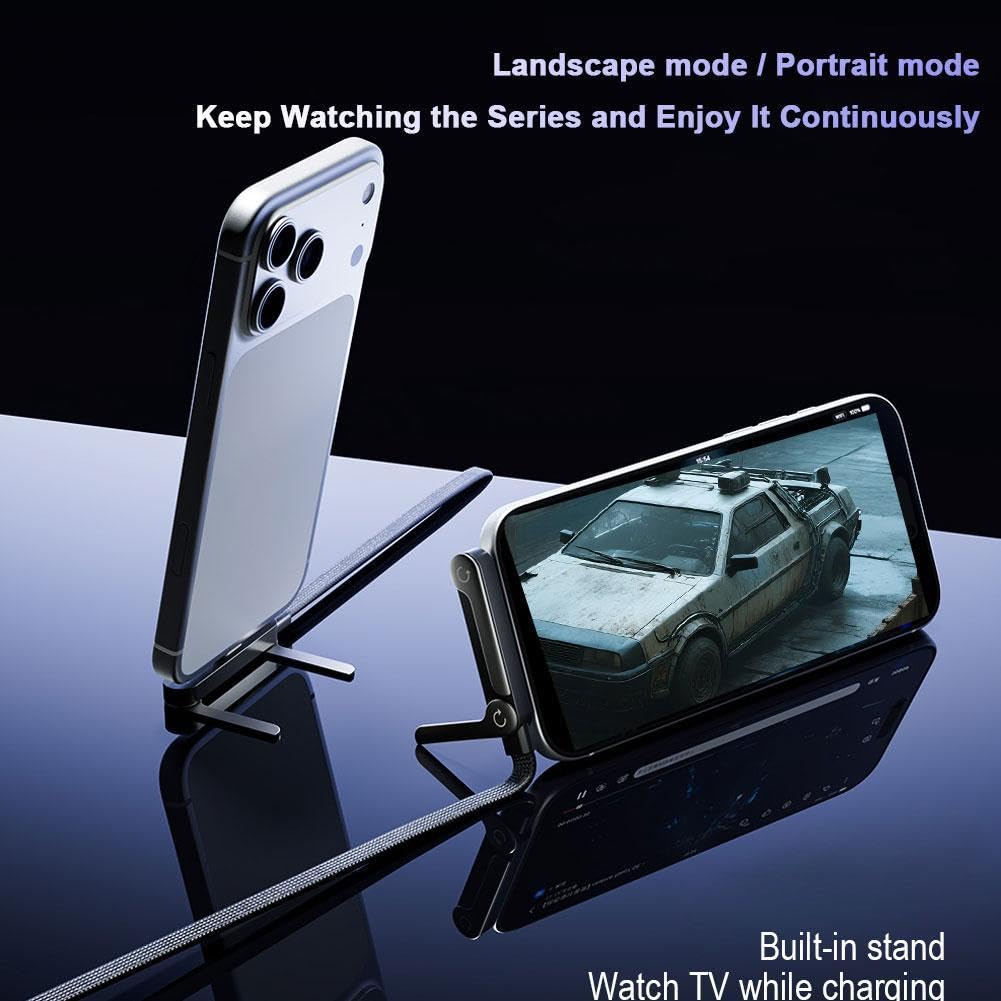 240 W szybkiego ładowania składany uchwyt na telefon komórkowy z kablem przesyłania danych, wielokątny regulowany uchwyt ładujący, kabel USB C, typ C do typu C, wbudowany uchwyt na telefon (C do C)