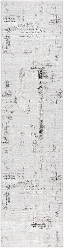 Safavieh Parker Collection - Alfombra de pasillo, 2 x 8 pies, gris claro y negro, diseño moderno, no desprende pelusa y de fácil cuidado, ideal para