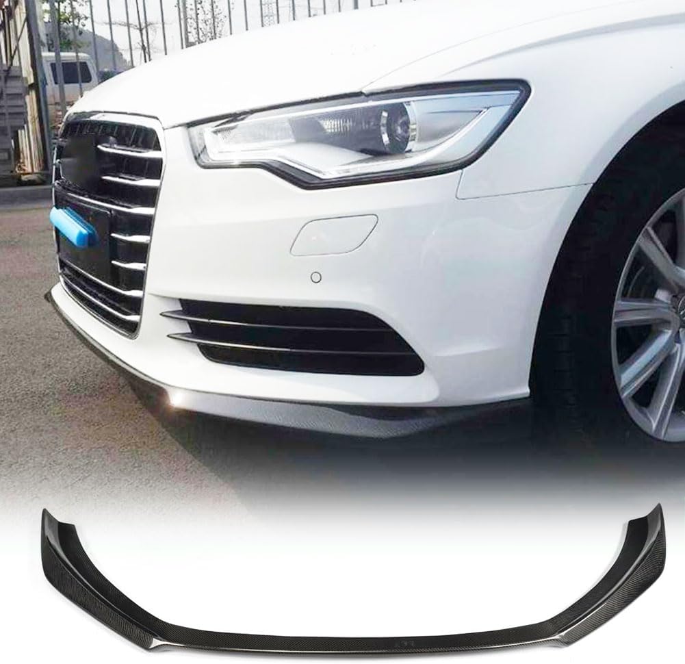 Front Bumper Lip fits Audi A6 C6 Standard Sedan Pre-facelift 2012-2015 Add-on Factory Outlet Carbon Fiber CF Chin Spoiler Splitter Protector(Non-Sline Non-S6)