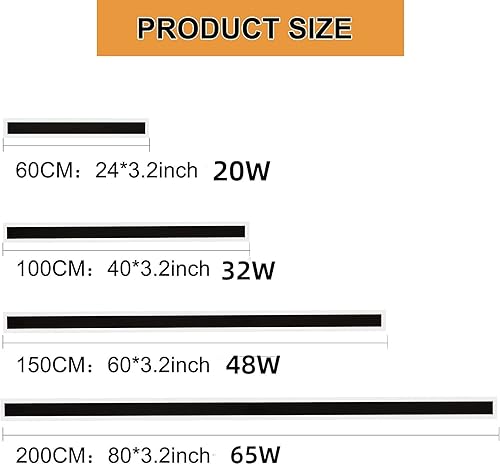 Miniatura 7 de DIKAIDA Moderno aplique de pared enchufable para interiores y exteriores, 24 pulgadas, luz LED de pared negra mate de 20 W, blanco cálido, 3000 K,