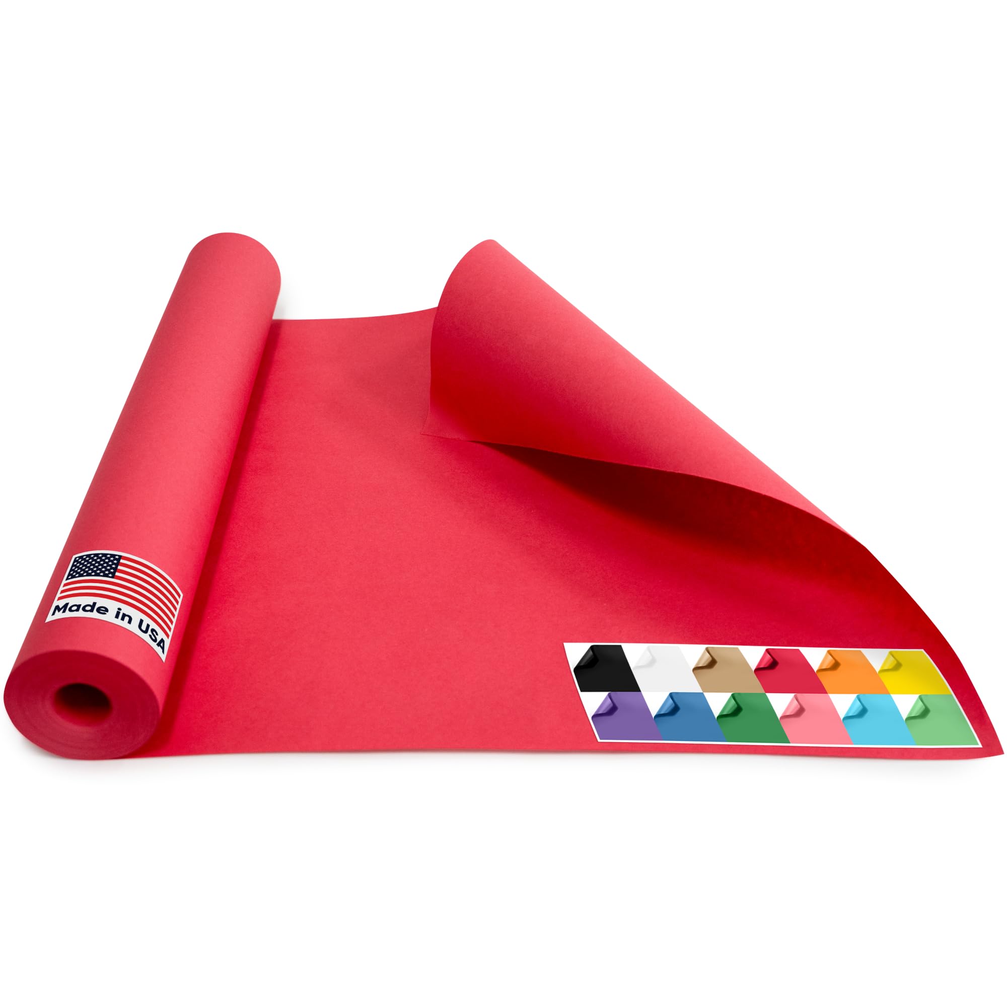 USA Made 18" x 1200" Christmas Red Kraft Paper Roll, 45 lbs Thickness, American Quality Kraft Paper for School, Poster Arts, Bulletin Board - Odorless, Non-Toxic, Safe for Kids