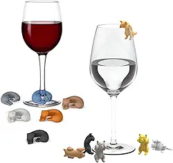 Marcadores de vidro com pingentes de vinho, etiqueta de marcação de taça de vinho de silicone para bar, festa, coquetel, champanhe (12 peças em formato de gato), Mini, Silicone, Sem Pedra