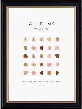 Framed Funny Butt Diversity Poster Canvas Print Art Modern Wall Art Painting Pictures Wall Decor for Living Room Bedroom Apartment Home Decor Wall Decoration Retro Framed,12L X16W