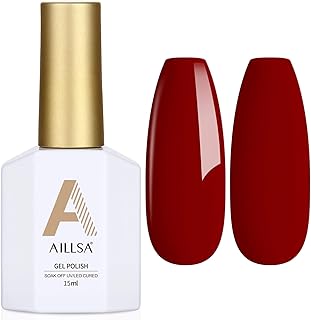 AILLSA Cherry Red Gel Nail Polish Burgundy Dark Nail Polish Blood Color Fall Winter Gels Polish Garnet Carmine Opaque Nails Soak Off U V Gel Polish Manicure Salon at Home 0.51 Fl Oz/GF03