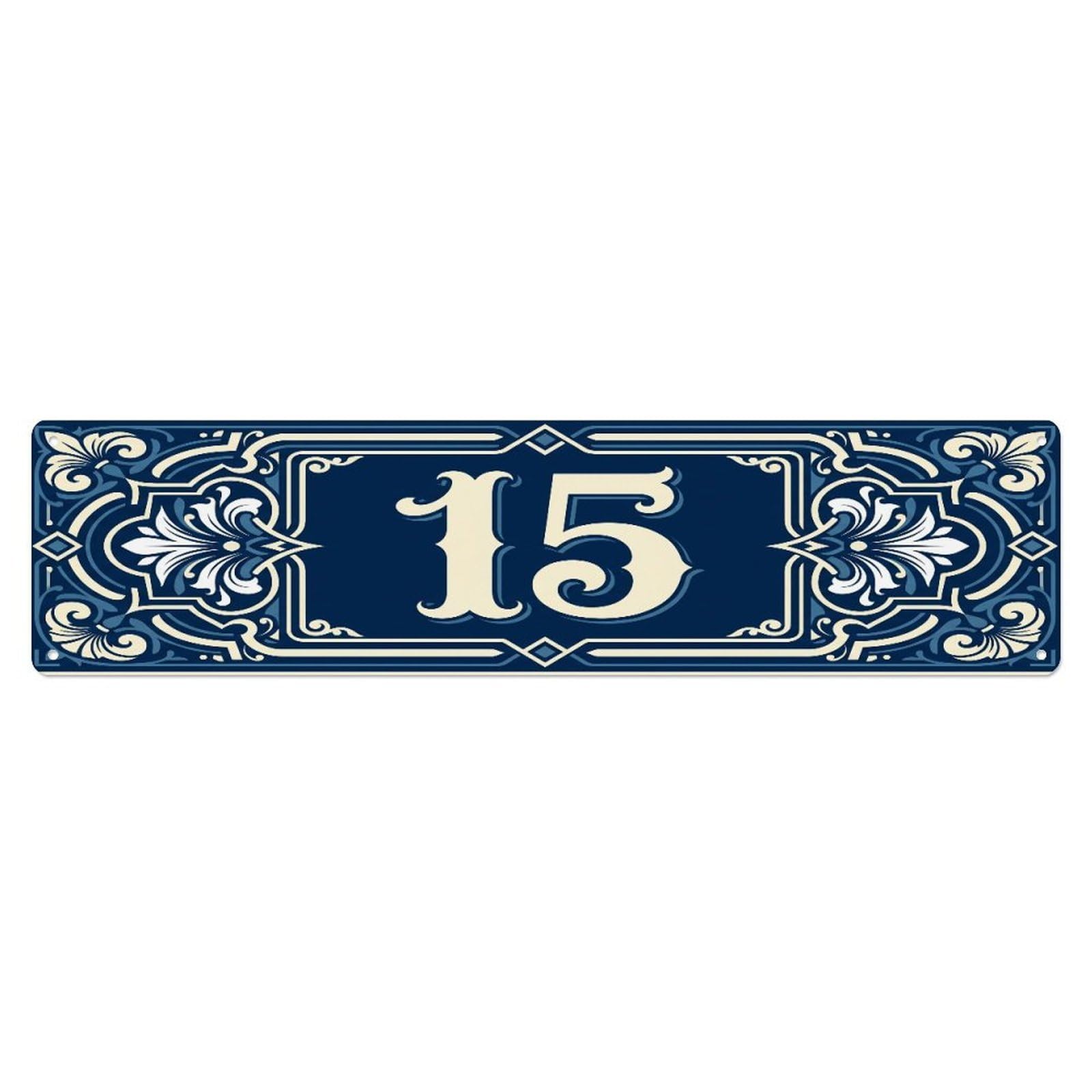 Fqcyn Style Metal Tin Sign Vintage House Door Number 15