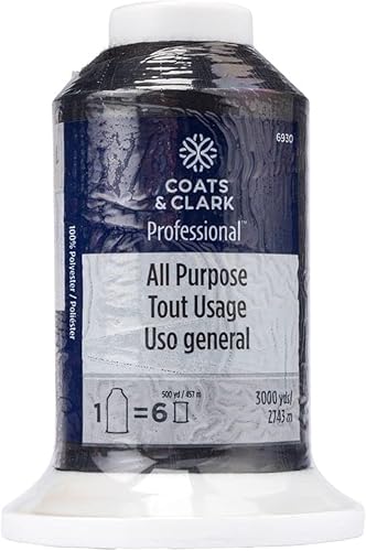 Coats & Clark - Hilo profesional multiusos de 3000 yardas, color negro
