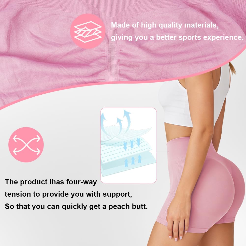 DiULi Bragas Levanta Glúteos Mujer, Mallas Push Up, Elásticos Antirozaduras Hotpants, Pantalón Corto Shorts Deportivos de Cintura Alta, Braguitas Embellecer Cadera para Yoga Gimnasio Ciclismo Deportes