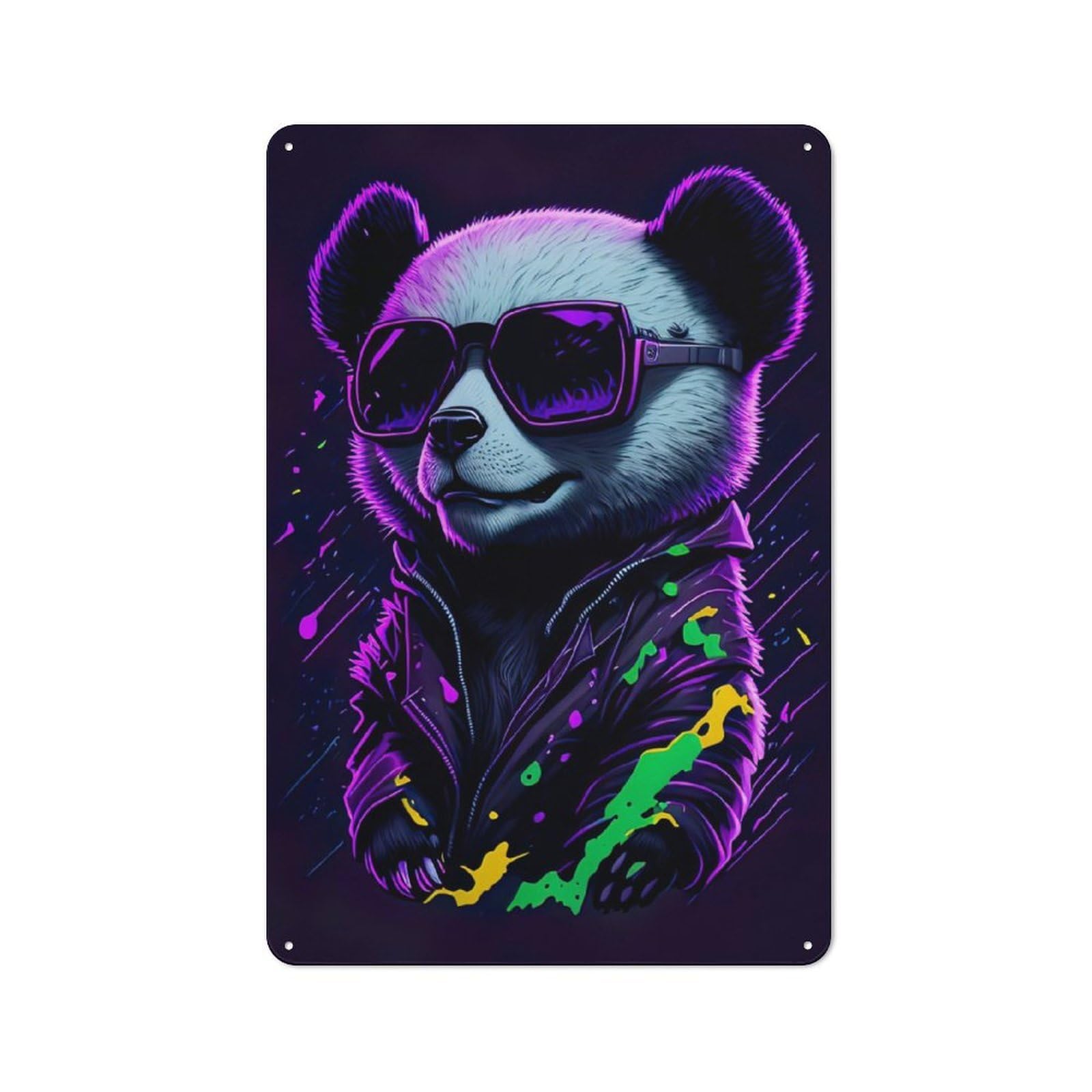 Junmoney Cute Whimsical Panda Retro Metal Plaque 30X20cm For Garage Or Workshop, Housewarming Wall Decor For People Furnishing Garage And Workshop
