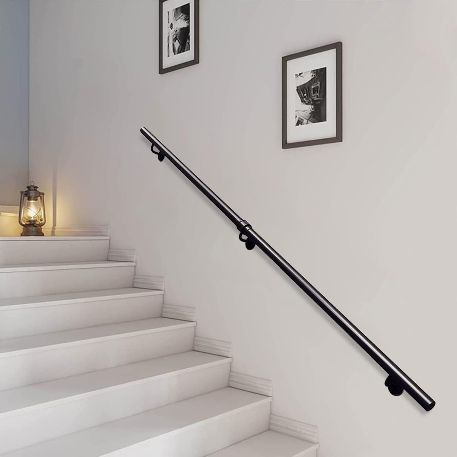 Main courante escalier intérieur pour sécuriser la maison, rampe métal noir 250 cm