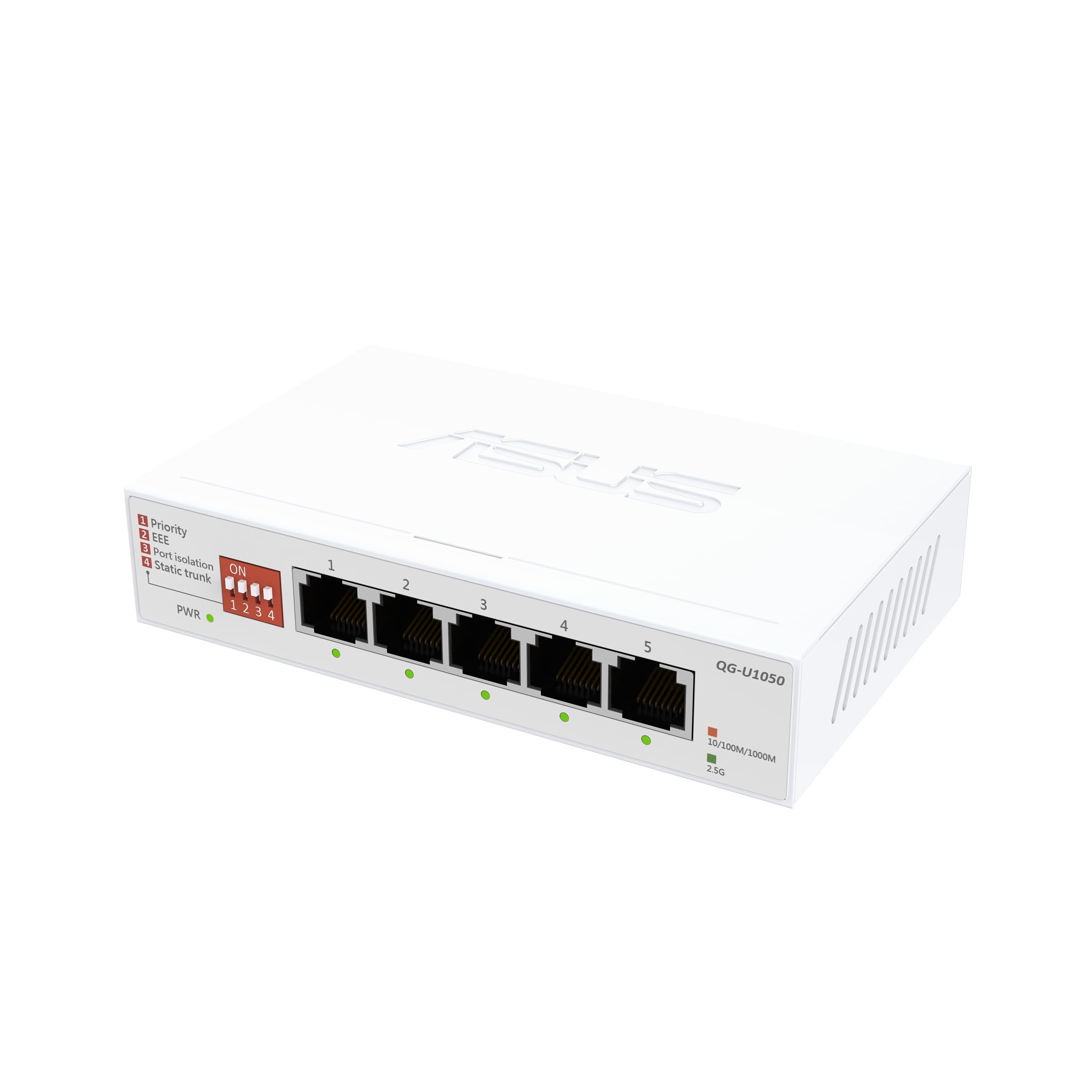 ASUS QG-U1050, commutateur Non géré 5 Ports 2,5 G, Prend en Charge 4 Modes intelligents, concentrateur réseau Domestique, répartiteur Ethernet de Bureau, Plug and Play, Installation Facile, Bureau