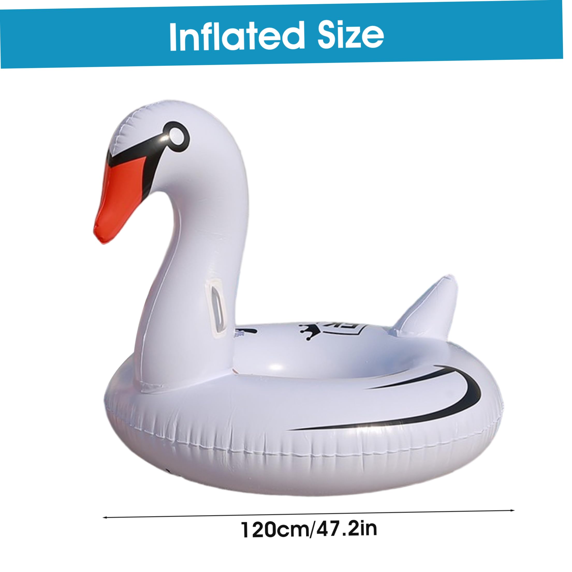 Flotteur de Piscine Swan, Flotteur de Piscine géant 47, 24 Pouces, flotteurs gonflables piscines d'animaux en PVC pour Adultes et Enfants, Blanc