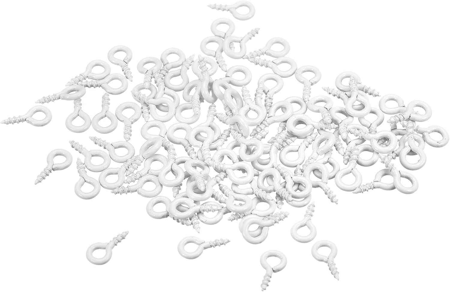 uxcell 200Pcs Small Screw Eye Pins Hooks Mini Eyelets Screws Threaded, 4x8x1mm Self Tapping Screw for Jewelry Making Findings DIY Crafts, White