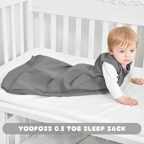 Miniatura 6 de Yoofoss Saco de dormir para bebé de 6 a 12 meses, 100% algodón con cremallera de 2 vías, TOG 0.5, saco de dormir para niños pequeños, cómodos,