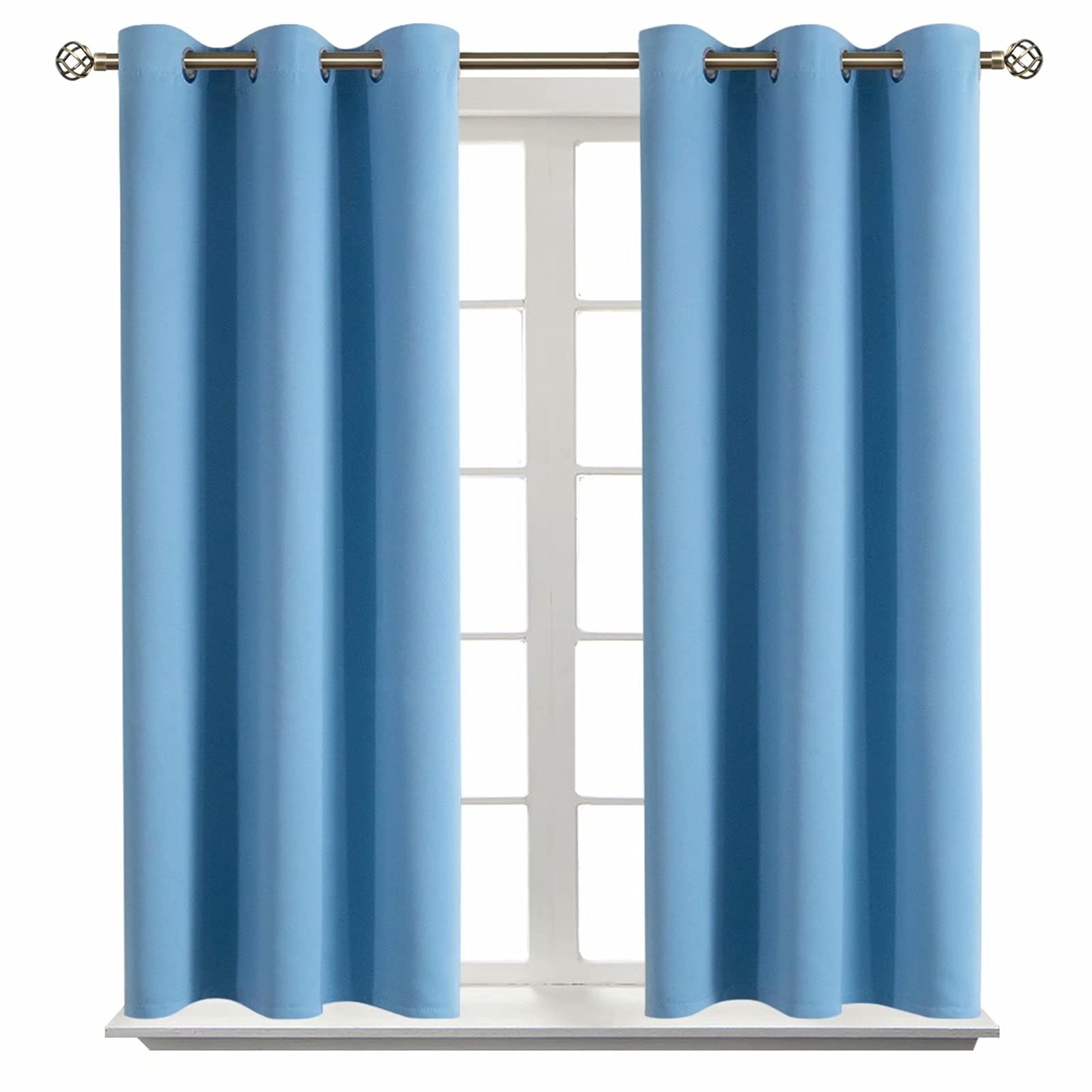 BGment Short Curtains for Small Window 45 Inch Long - Sky Blue 2 Panels