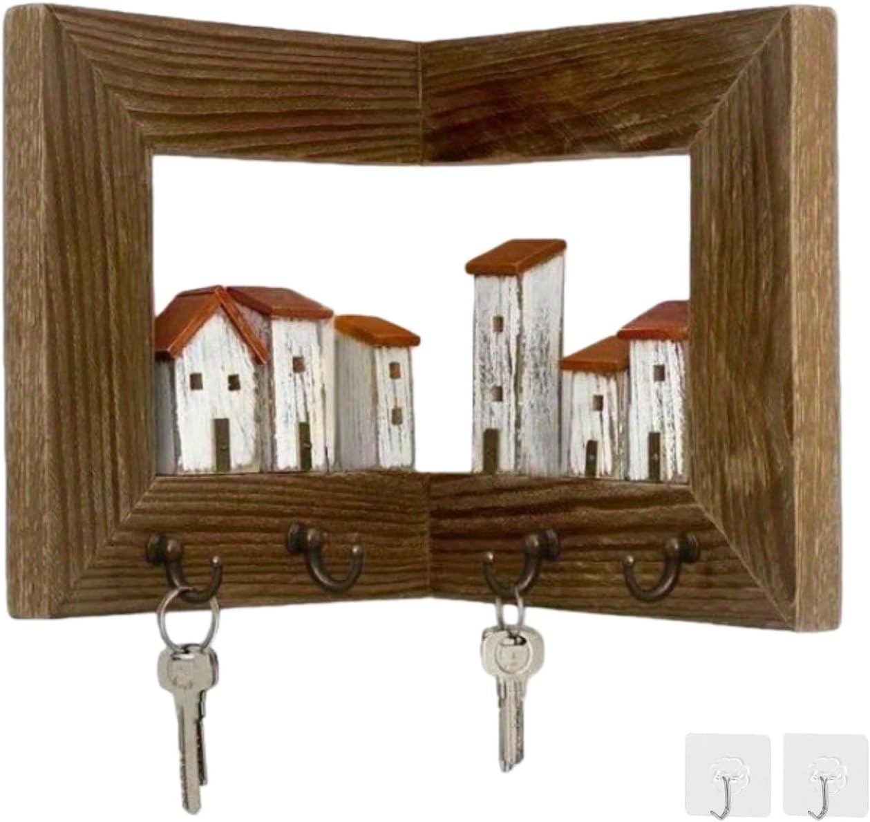 Amazon.com: Vintage Key Holder Wall Mount, 3D Rustic Wooden Country ...