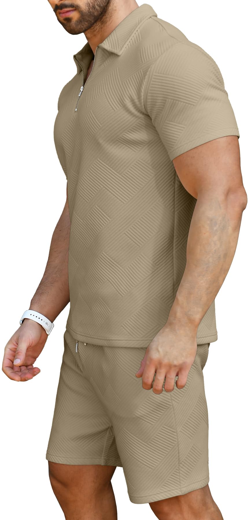 KUYIGO Uomo Polo e Pantaloncini 2-Piece Set Abbigliamento Tuta Estiva Moda Casual Tute Sudore M-3XL