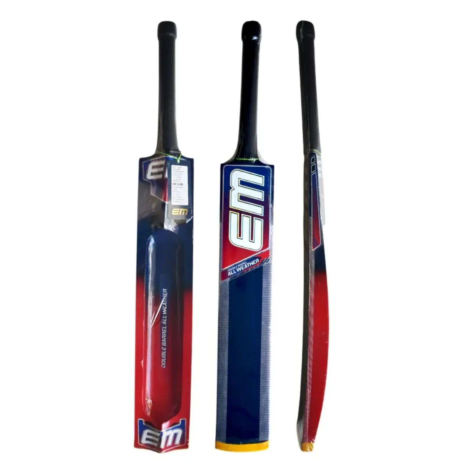 EM Double Barrel All Weather Kashmir Willow Cricket Tennis Bat | Short Handle (SH) | Double Barrel Profile | Thick Edges | Premium Rubber Grip | Lightweight Tennis Ball Cricket Bat-image-17