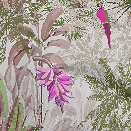 oneOone Viscose Chiffon Medium Purple Fabric Tropical Animal Sewing Material Print Fabric by The Yard 42 Inch Wide