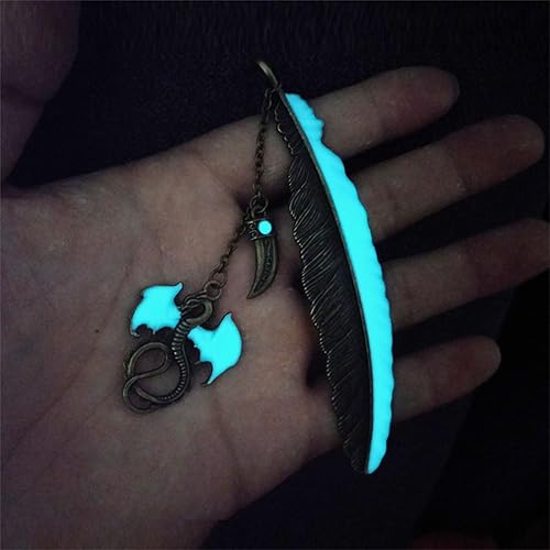Miniatura 5 de Lindos marcadores de metal retro luminosos con colgante de dragón volador para profesores, libro de regalo, accesorio de papelería, brilla en la
