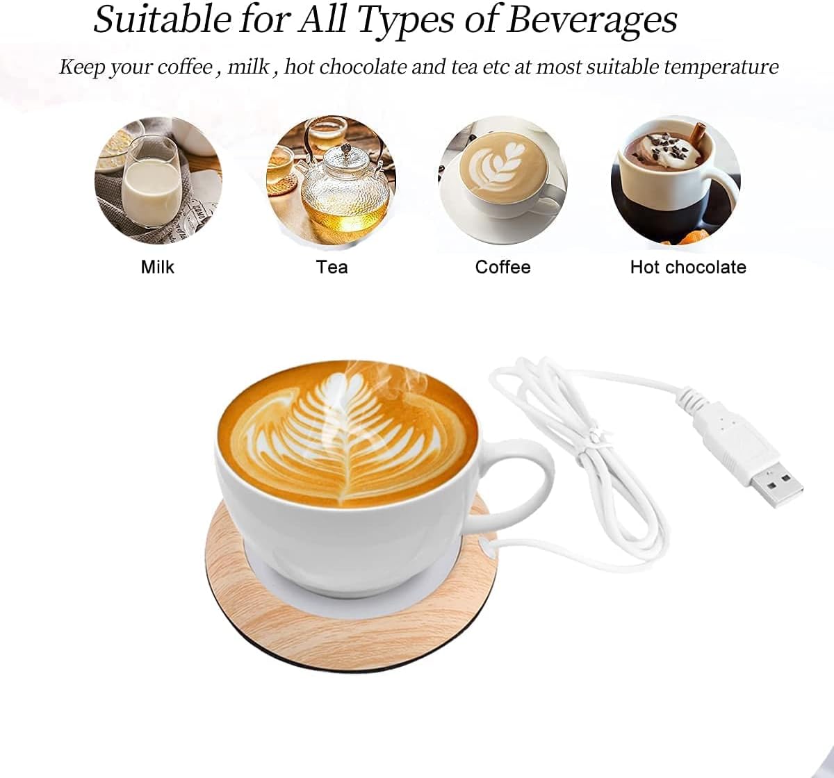 USB Mug Warmer, Coffee Mug Warmer USB Charging, Easy to Use Office/Home Use, Suitable for