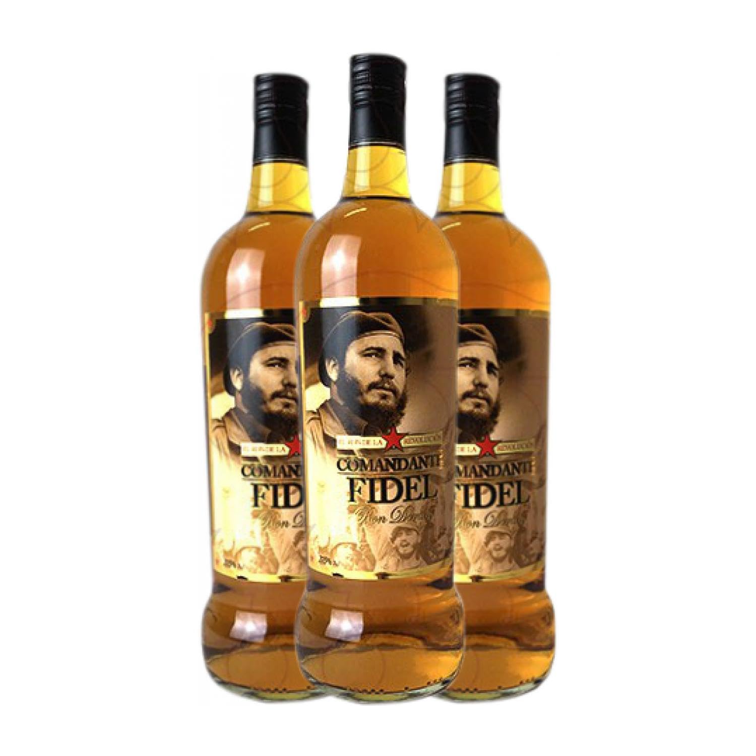 Ron Abanescu Comandante Fidel Dorado Botella Misil 1 L (Caja de 3 Botella Misil de 1 L)