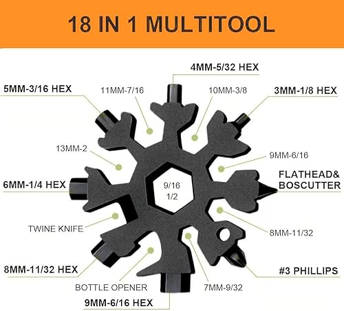 Miniatura 2 de Multiherramienta de copo de nieve 18 en 1 para hombres, regalos para hombres, geniales herramientas de campamento para hombres, regalos únicos para