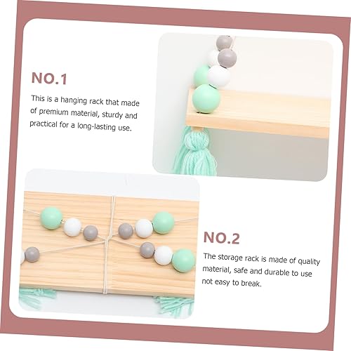 Miniatura 9 de ARTIBETTER Estantes de madera con cuentas para dormitorio, decoración de pared, soporte decorativo para ollas, entrada, estantes flotantes para