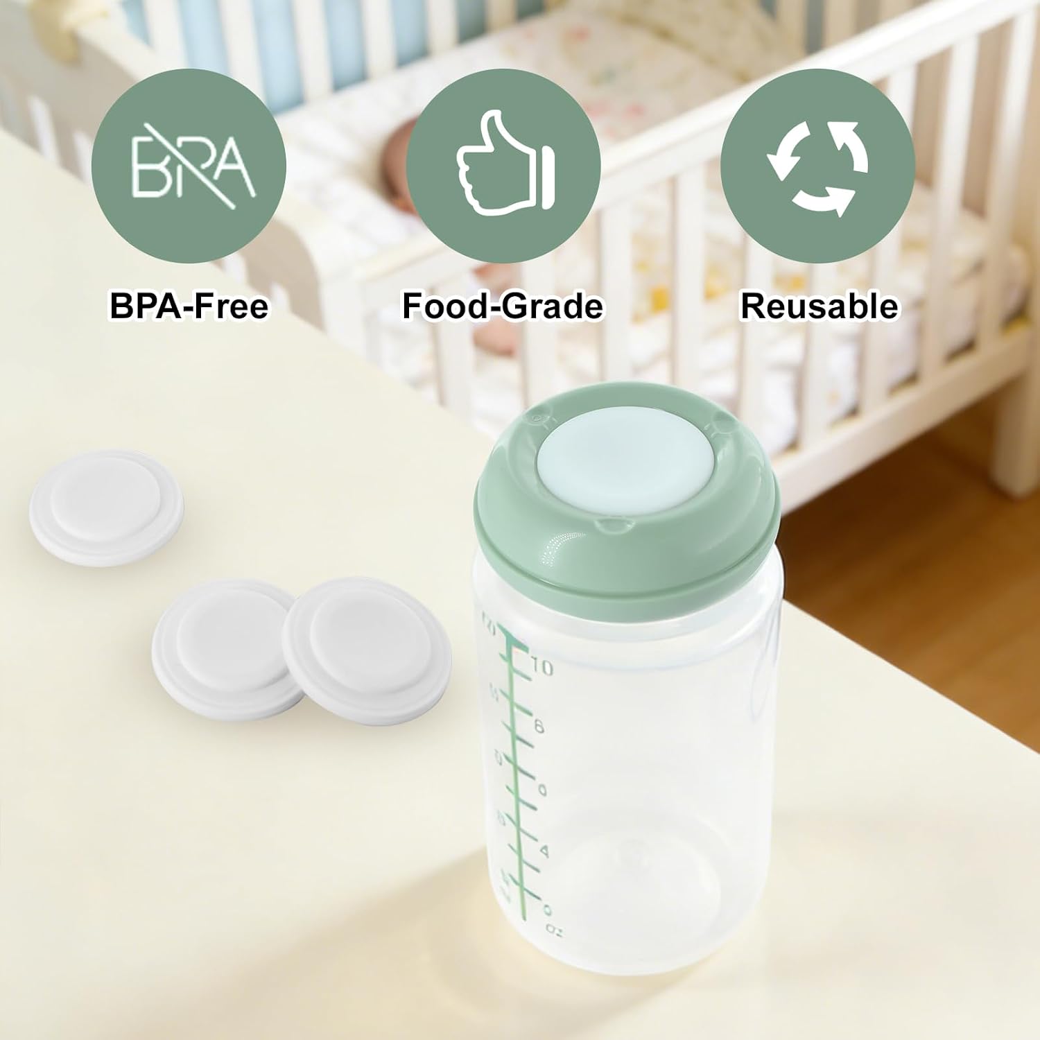 4Pcs Replacement Seal Accessories Compatible with Momcozy Natural Baby Bottle, Silicone Gasket Bottle Cap Mouth Stopper for Momcozy 10oz Container Water Bottle Top Lid Gasket Plug BPA-Free