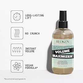 Redken Volume Maximizer Thickening Spray - Weightless Volumizing Spray For All Hair Types, Adds Flexible Volume and Body, For Thicker-Looking Hair