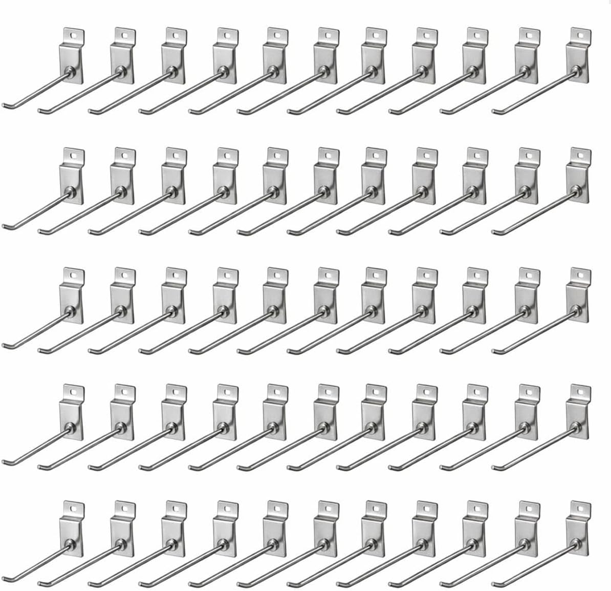 Pack of 25 Slatwall Hooks for Retail Display - 4 Inches Slat Wall Heavy Duty Hanging Hook - Silver Metal Slatwall Peg Hook - Retail Store Display Rack Organizer